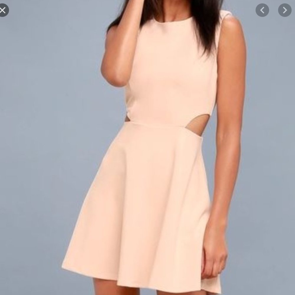 LULUS TOAST TO YOU BLUSH CUTOUT SKATER DRESS